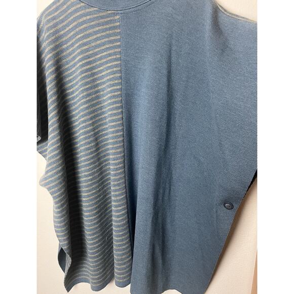 Nature & Laine Blue Wool Poncho Cardigan Made in France One Size - Picture 11 of 14